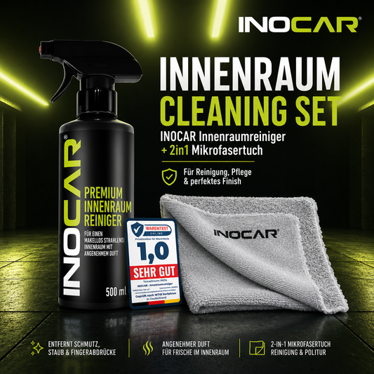 INOCAR Duo-Set: Premium Innenraumreiniger 500ml und 2-in-1 Mikrofasertuch