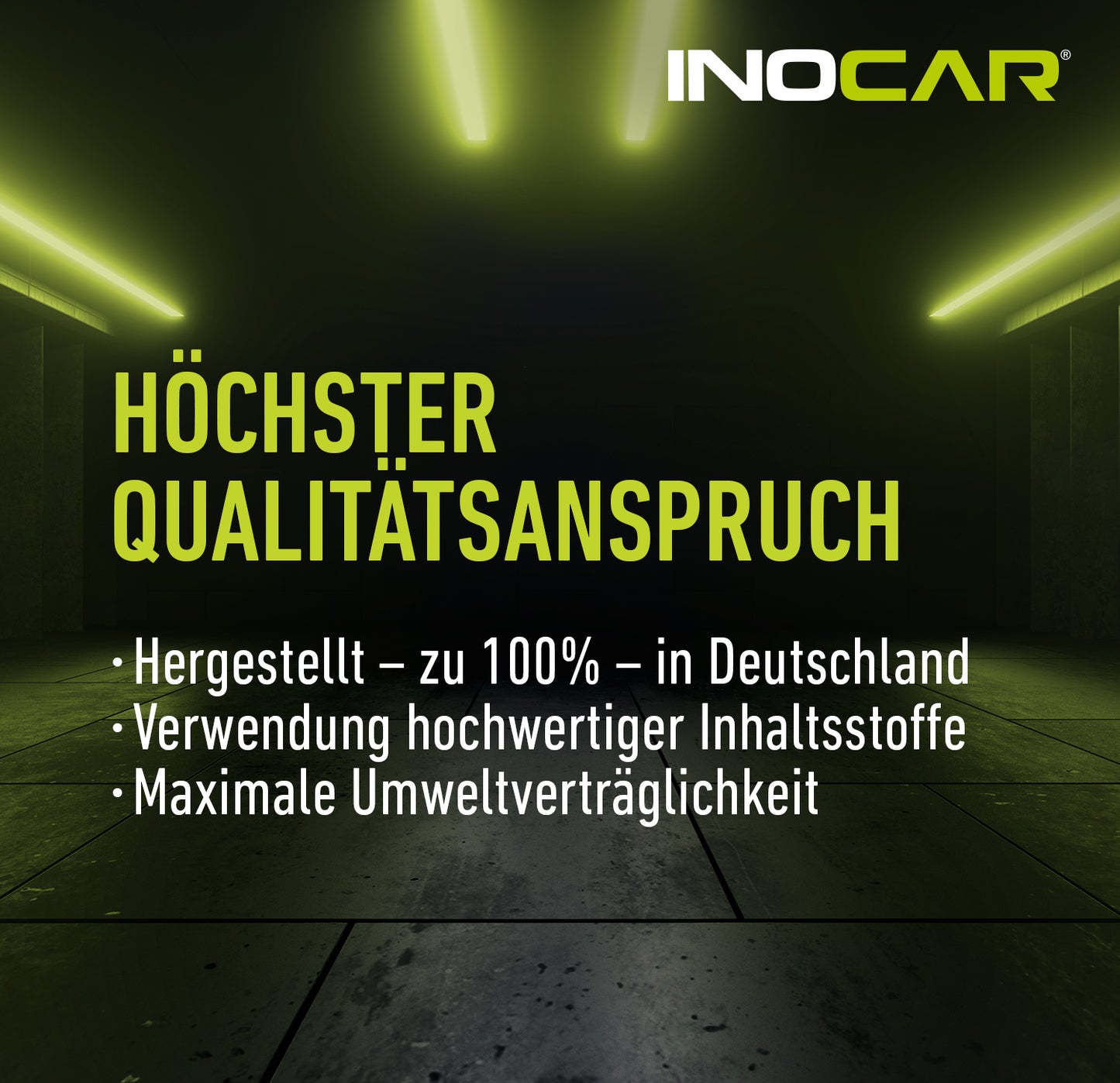 INOCAR Innenraumreiniger 500ml im dramatischen Neonlicht-Setting