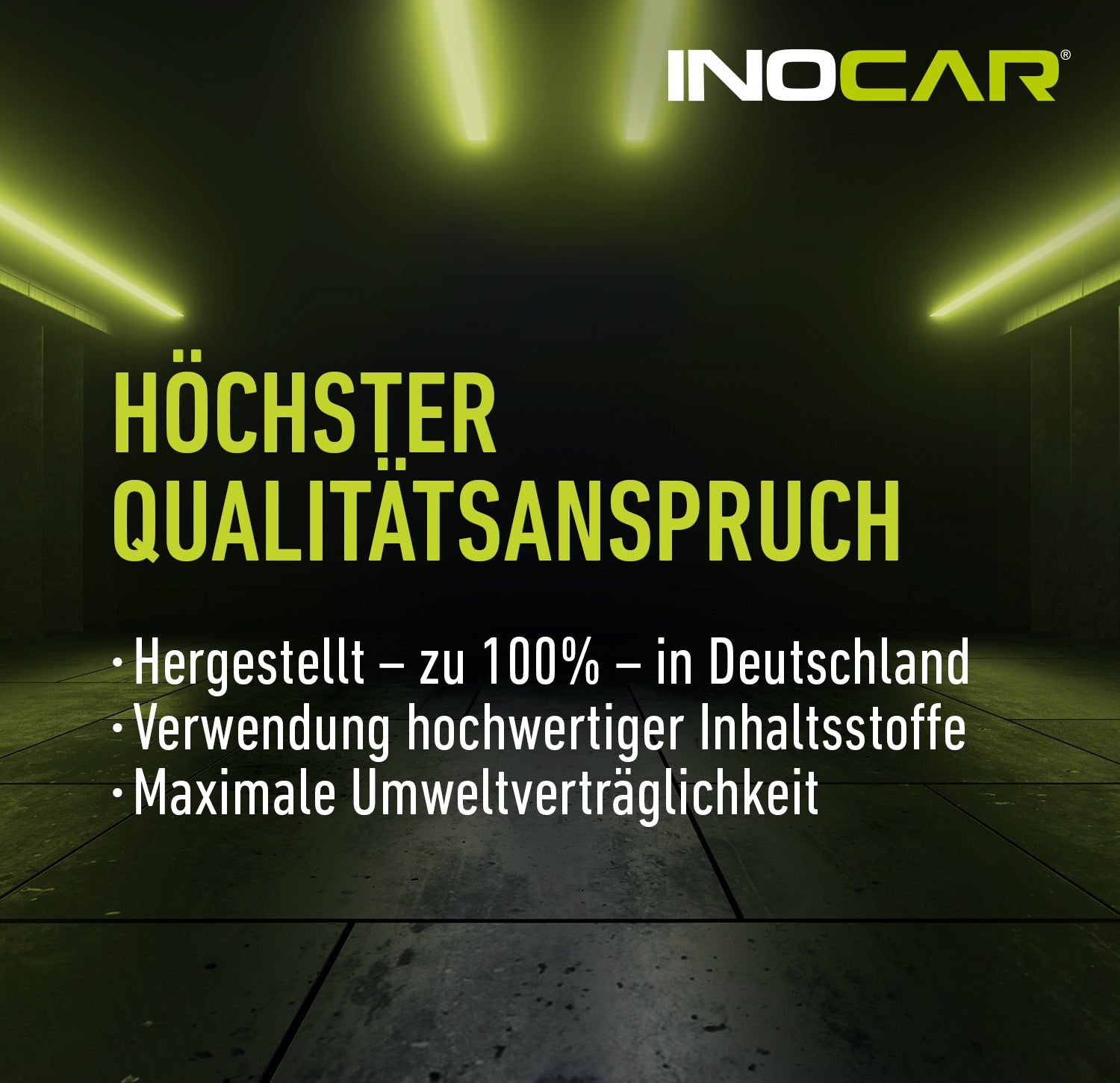 INOCAR Innenraumreiniger 500ml im dramatischen Neonlicht-Setting
