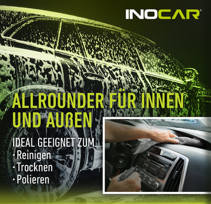 INOCAR Mikrofasertuch – Allrounder für Innen- und Außenreinigung, Anwendung am Armaturenbrett