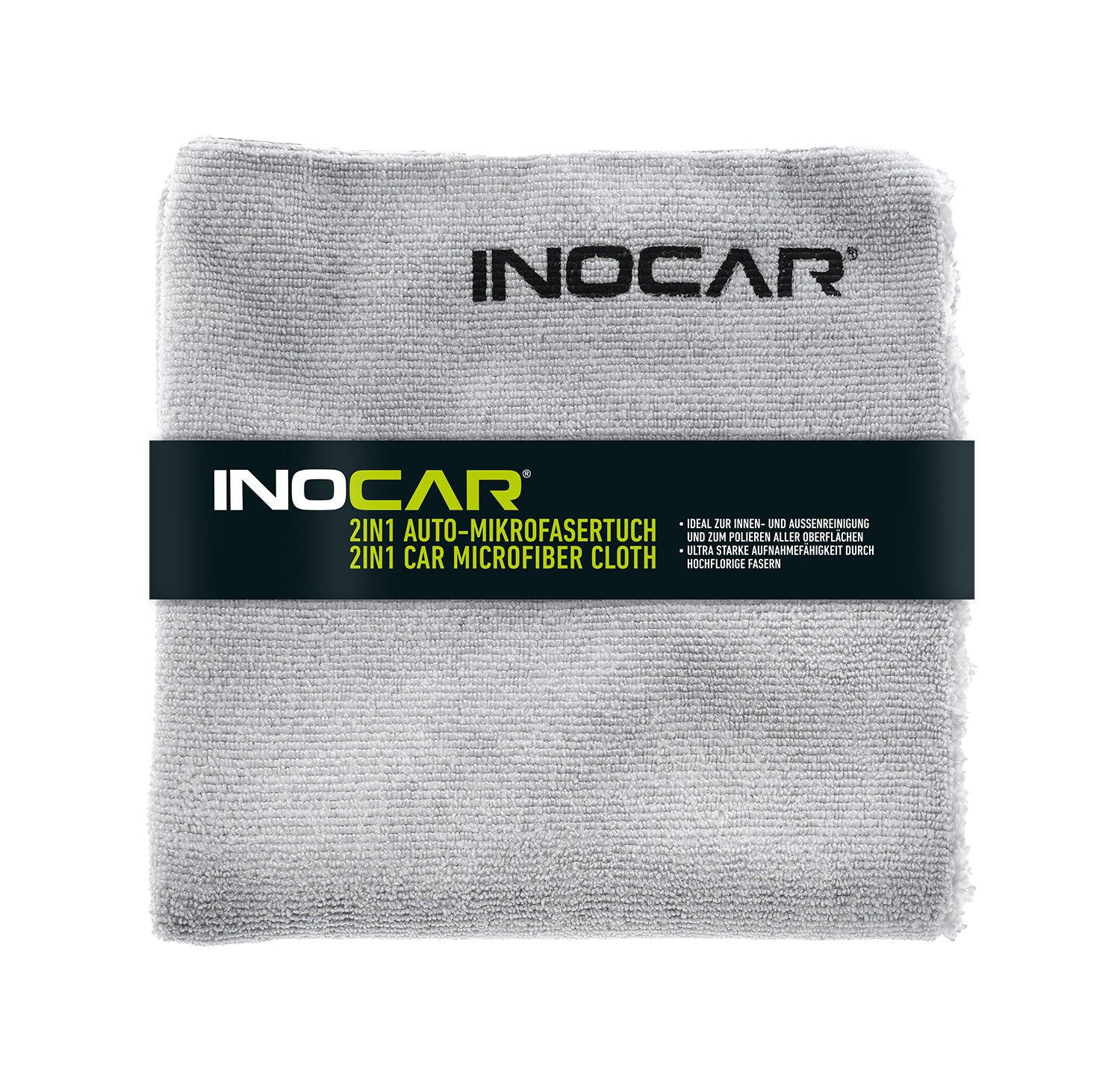INOCAR 2in1 Auto-Mikrofasertuch gefaltet mit Verpackungsbanderole
